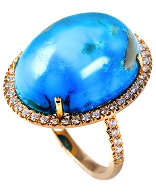 Atoll yellow gold ring with turquoise and diamonds GBYG