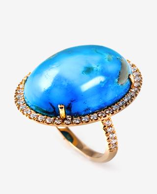 Atoll yellow gold ring with turquoise and diamonds GBYG