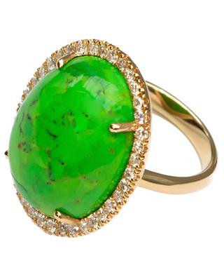 Gelbgoldring mit Diamanten Turquoise Verte GBYG