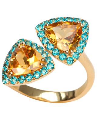 Toi & Moi pink gold ring with citrine and topaz GBYG