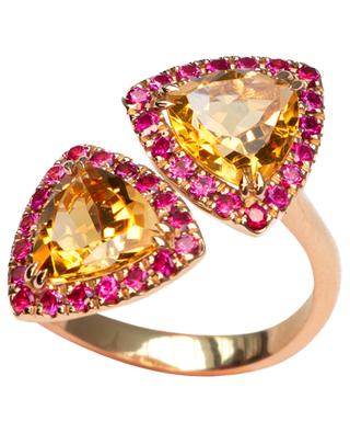 Toi & Moi pink gold ring with citrine and pink sapphire GBYG