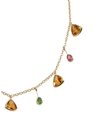 Cabochon pink gold necklace with citrine and tourmaline GBYG